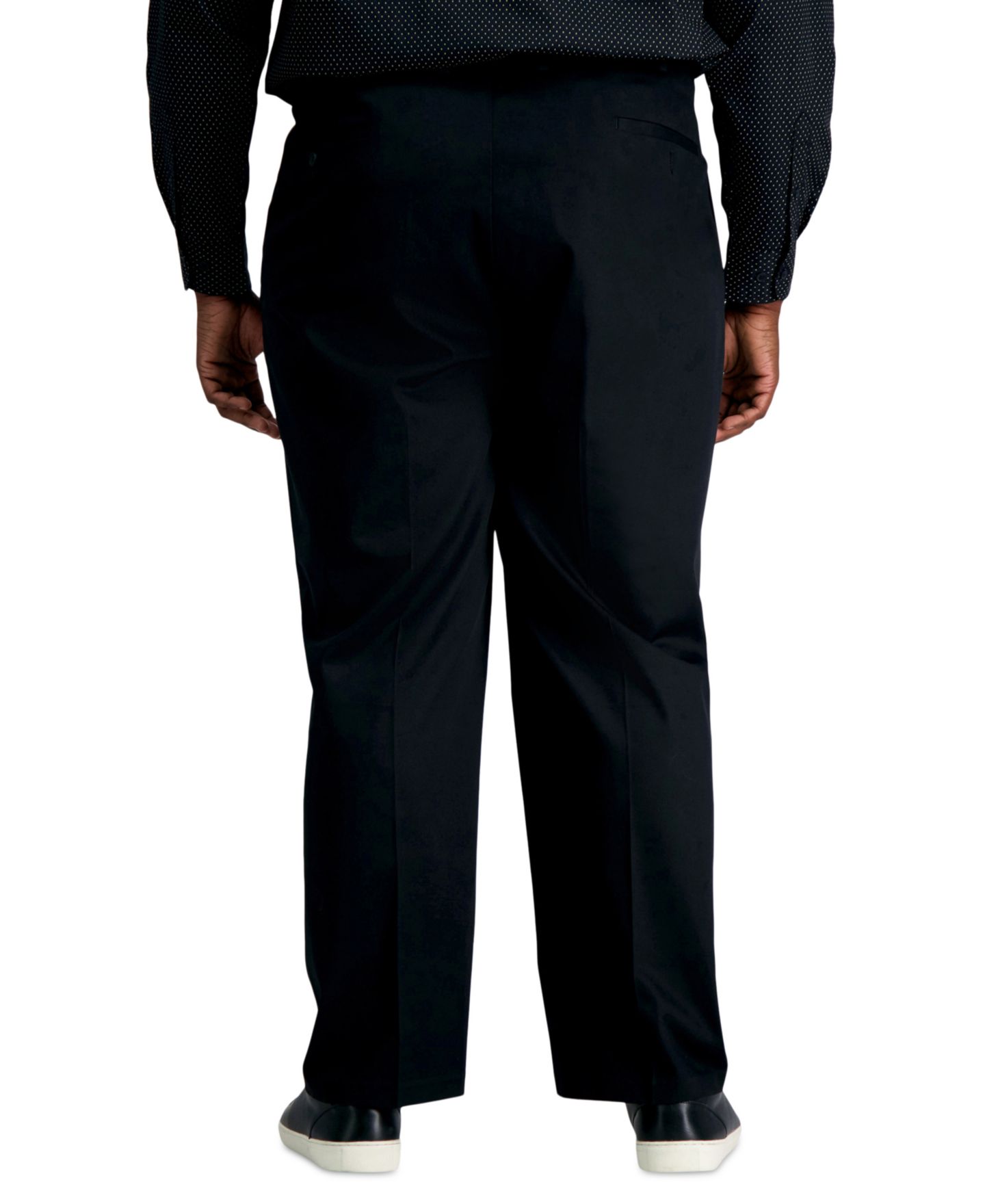 Мужские брюки Haggar Big & Tall Premium No Iron Khaki Classic-Fit Pleated Hidden Expandable Waistband, цвет: Чёрный — фото 3
