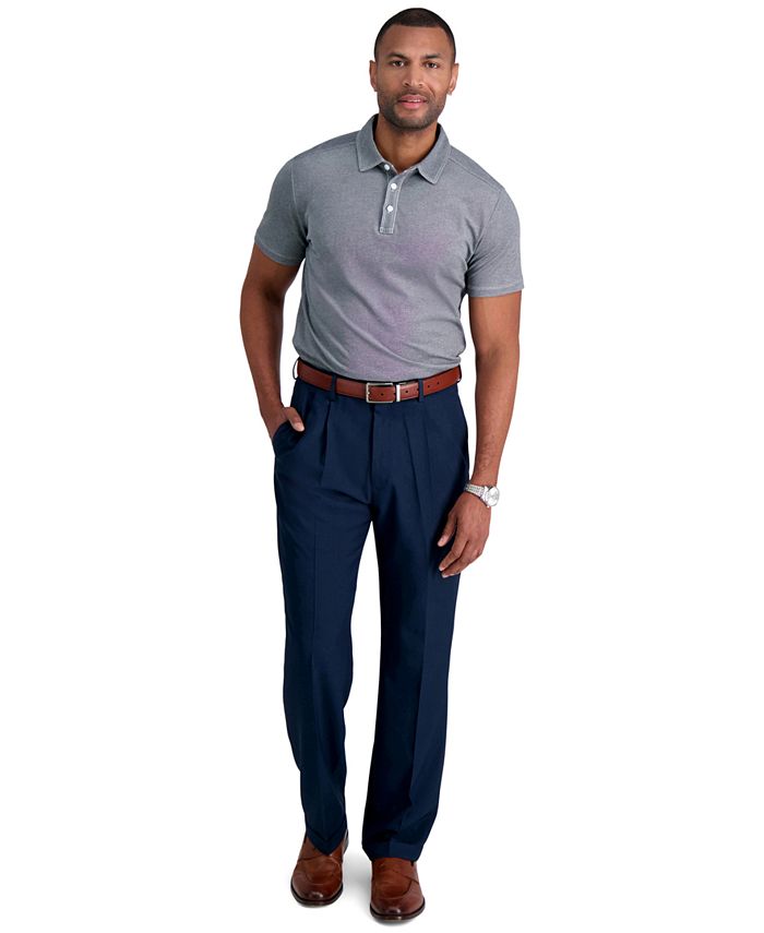Haggar Men's Premium Comfort Stretch Classic-Fit Solid Pleated Dress Pants  - Macy's