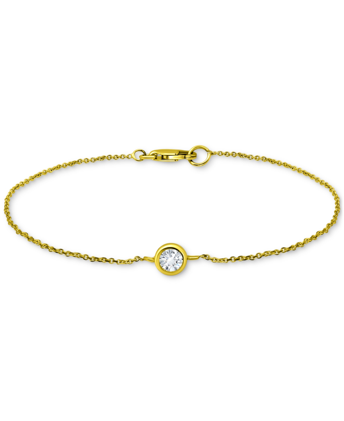 Giani Bernini Cubic Zirconia Bezel Link Bracelet In 18k Gold-plated Sterling Silver, Created For Macy's