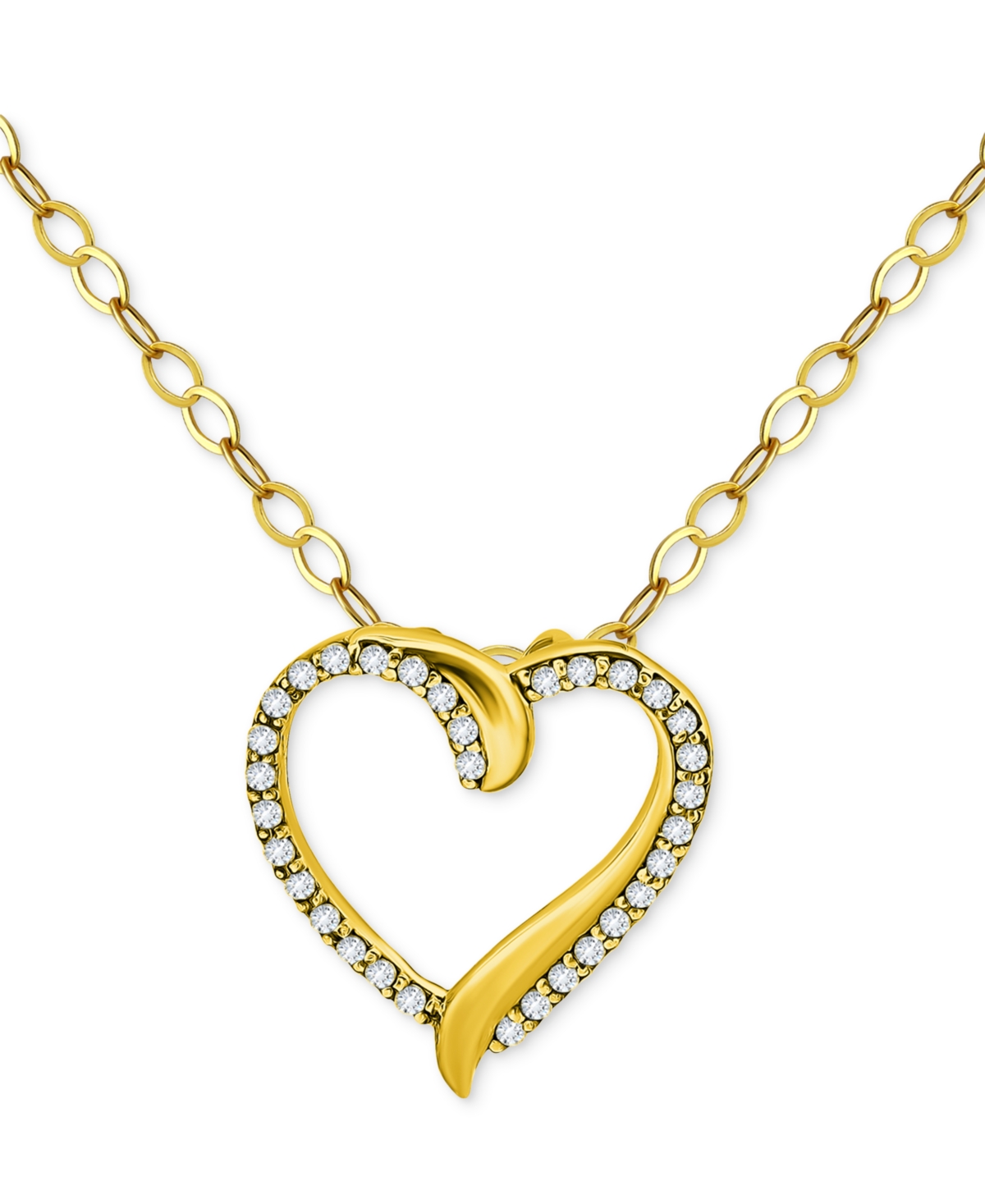 Giani Bernini Cubic Zirconia Open Heart Pendant Necklace In 18k Gold-plated Sterling Silver, 16" + 2" Extender, Cr