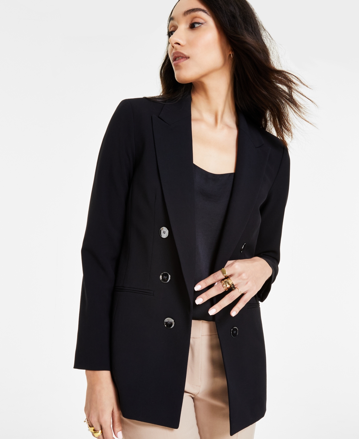 Shop Bar Iii Women's Faux Double-breasted Boyfriend Jacket, Created For Macy's In Picante