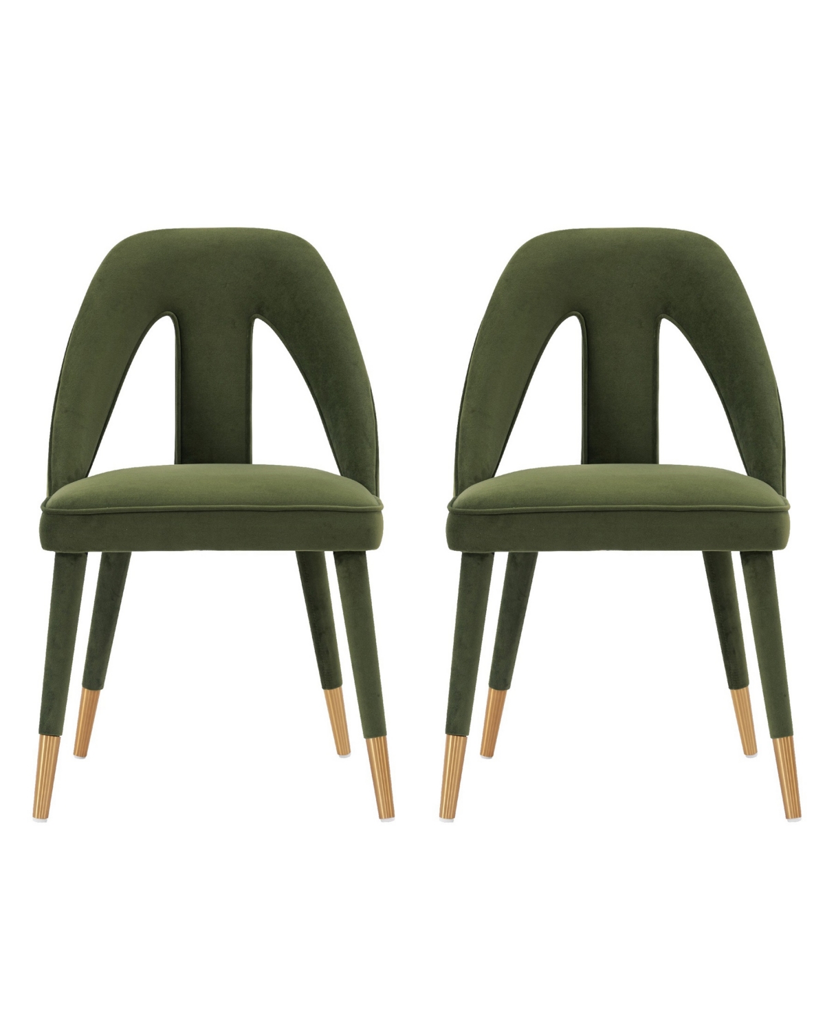 Manhattan Comfort Neda 2-piece Velvet Upholstered Dining Chair Set In Olive Green