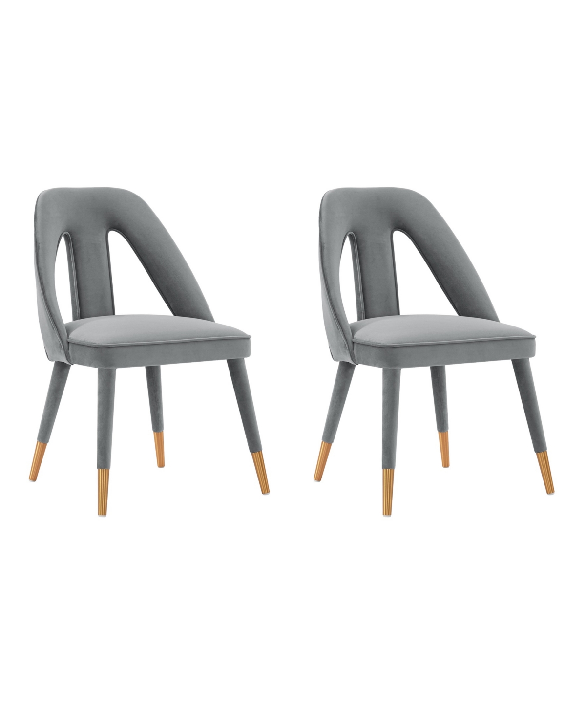 Manhattan Comfort Neda 2-piece Velvet Upholstered Dining Chair Set In Gray