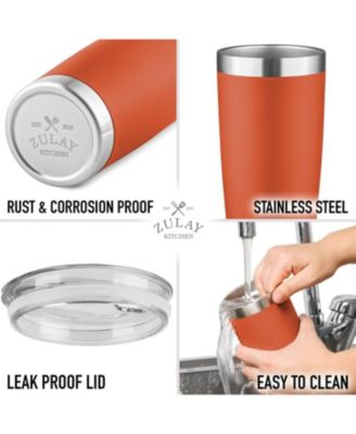 20oz Stainless Steel Tumbler With Lid and Straw - Sweat-Free Travel Coffee Mug Tumbler Cups