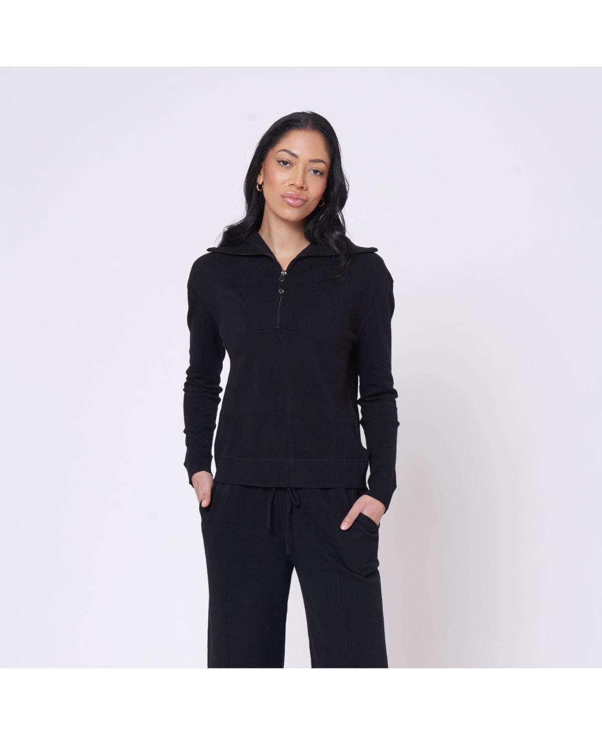 Lei mere Women's Knit Tisbury Half Zip Sweater - Black