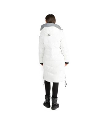 Women's Sapphire Long Puffer Coat with Detachable Hood