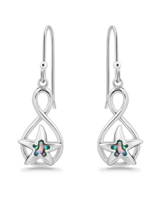 Abalone Inlay Starfish Motif Fishhook Drop Earrings