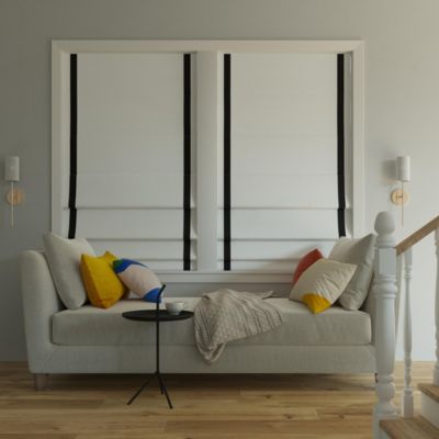 Olander Black Ribbon Border 100% Blackout Cordless Roman Shade