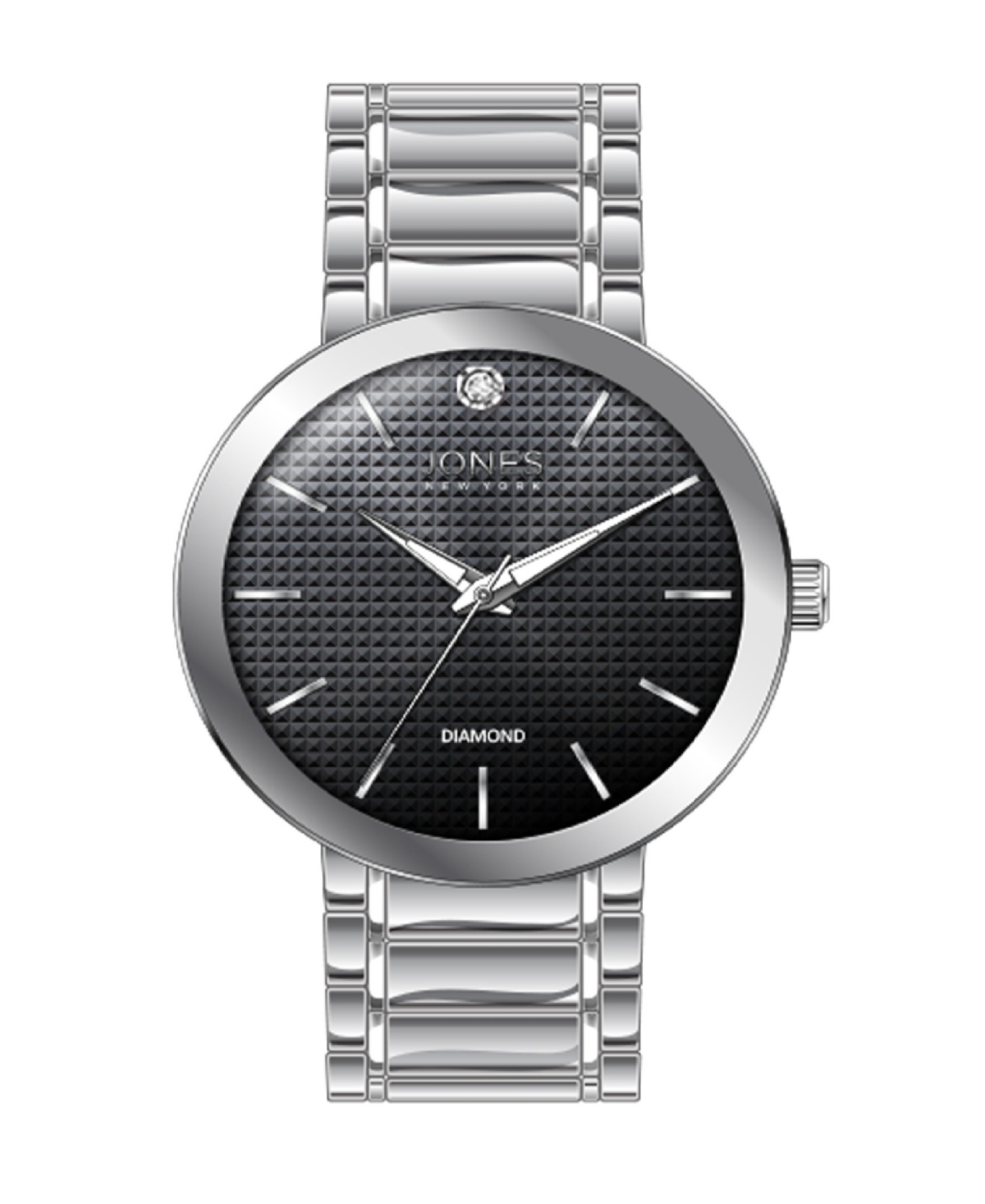 Men's Analog Shiny Silver-Tone Metal Bracelet Watch 42mm - Black, Silver