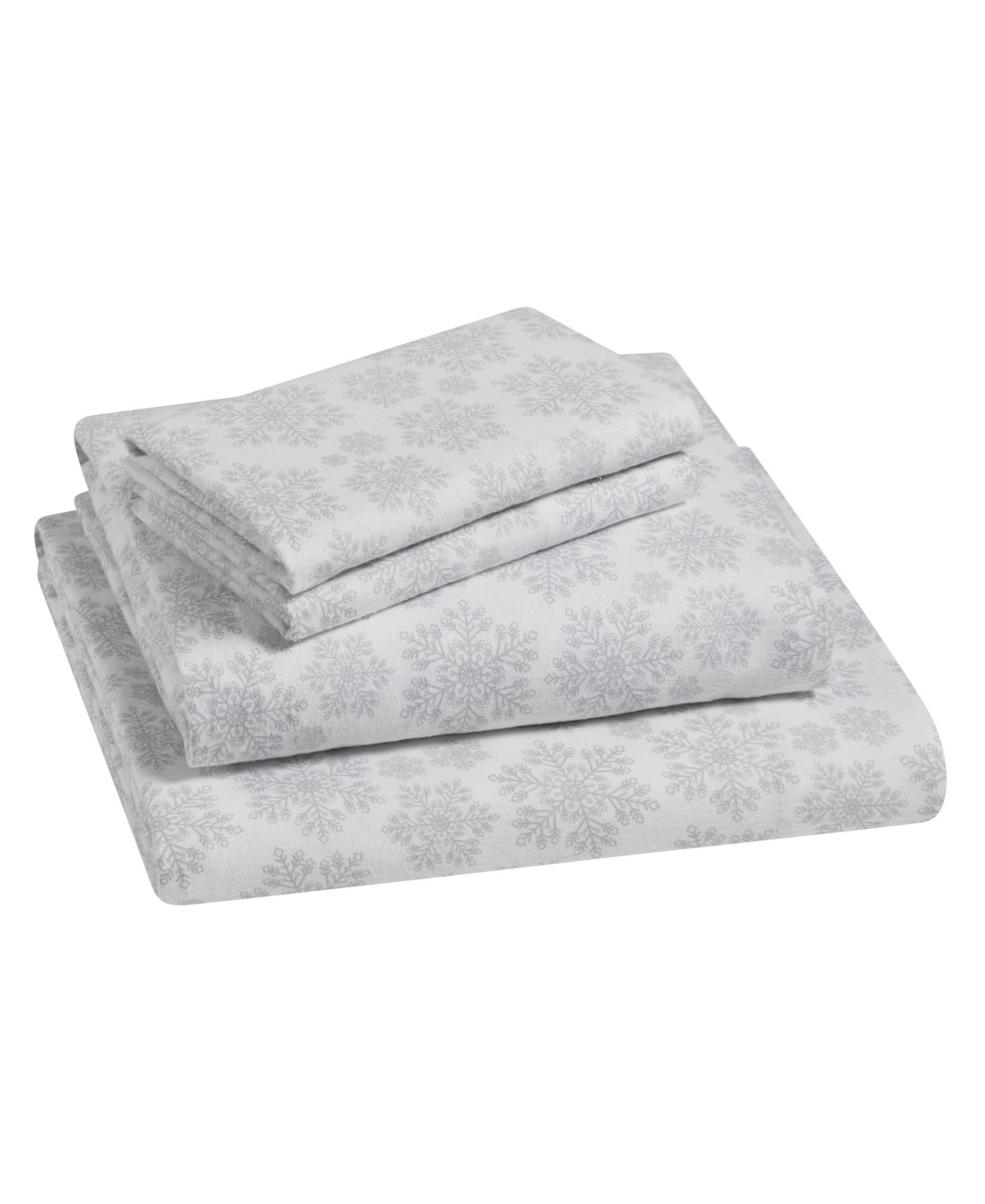Tahari Home Snowflake 100% Cotton Flannel 4-pc. Sheet Set, Full In Silver