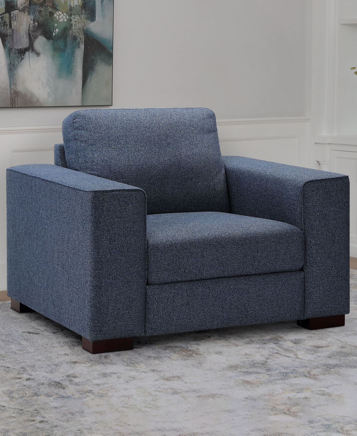 Shop Abbyson Living Emmeline 44" Fabric Chair In Blue
