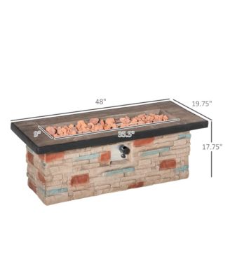 48" Propane Gas Fire Pit Table for Patio w/ Cover and Lava Rocks
