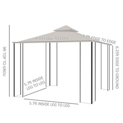 10'x10' Garden Gazebo, Patio Party Shelter, 2 Tier Roof,