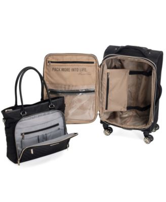 Chelsea Softside Chevron Expandable 2pc 20" Carry-On Luggage + Matching 15" Laptop Tote Set