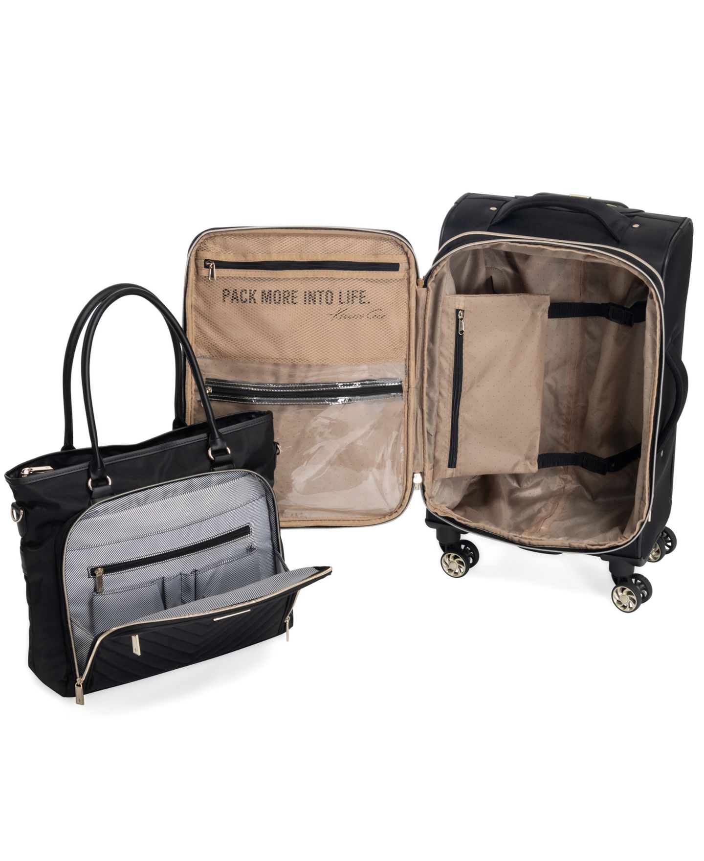 Сумки Kenneth Cole Reaction Chelsea Softside Chevron Expandable 2pc 20" Carry-On Luggage + Matching 15" Laptop Tote Set, цвет: Чёрный — фото 4
