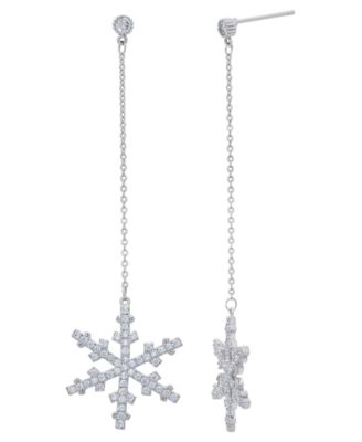 Cubic Zirconia Snowflake Drop Earrings