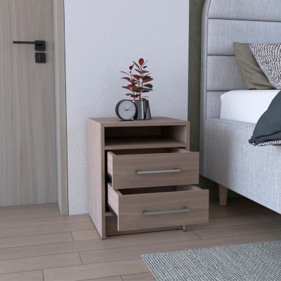 19.9" Wood Leyva Nightstand, Two Drawers, Superior Top