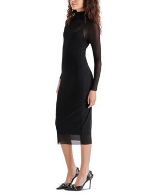 Steve maddenヴィヴィアン メッシュ ロングスリーブミディドレス Steve Madden Women's Vivienne Mesh Long-Sleeve Midi Dress