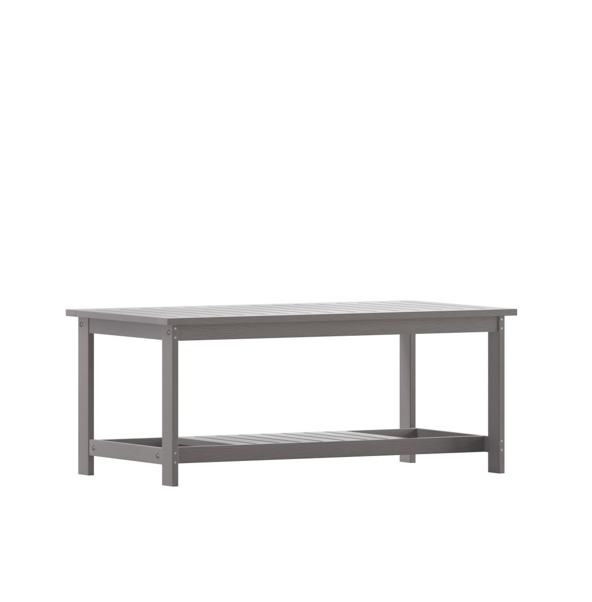 Riviera All-Weather Poly Resin Wood Two Tiered Adirondack Slatted Coffee Conversation Table