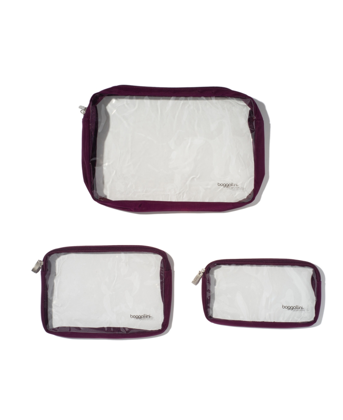 Baggallini Clear Travel Pouch Set In Mulberry