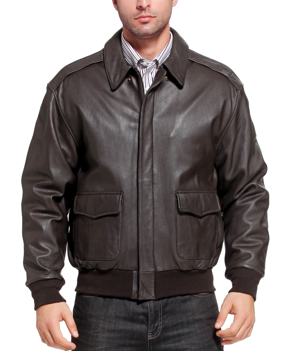 Landing Leathers Men A-2 Leather Flight Bomber Jacket - Tall
