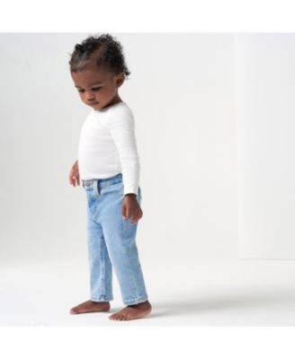 Baby Boys Neutral Straight Fit Jeans With Elastic Back