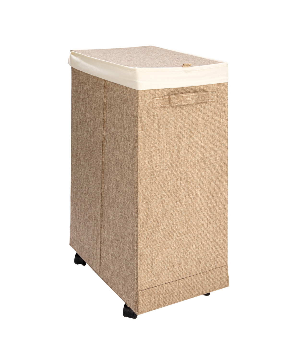 Household Essentials Narrow Collapsible Laundry Hamper With Liner And Lid In Latte