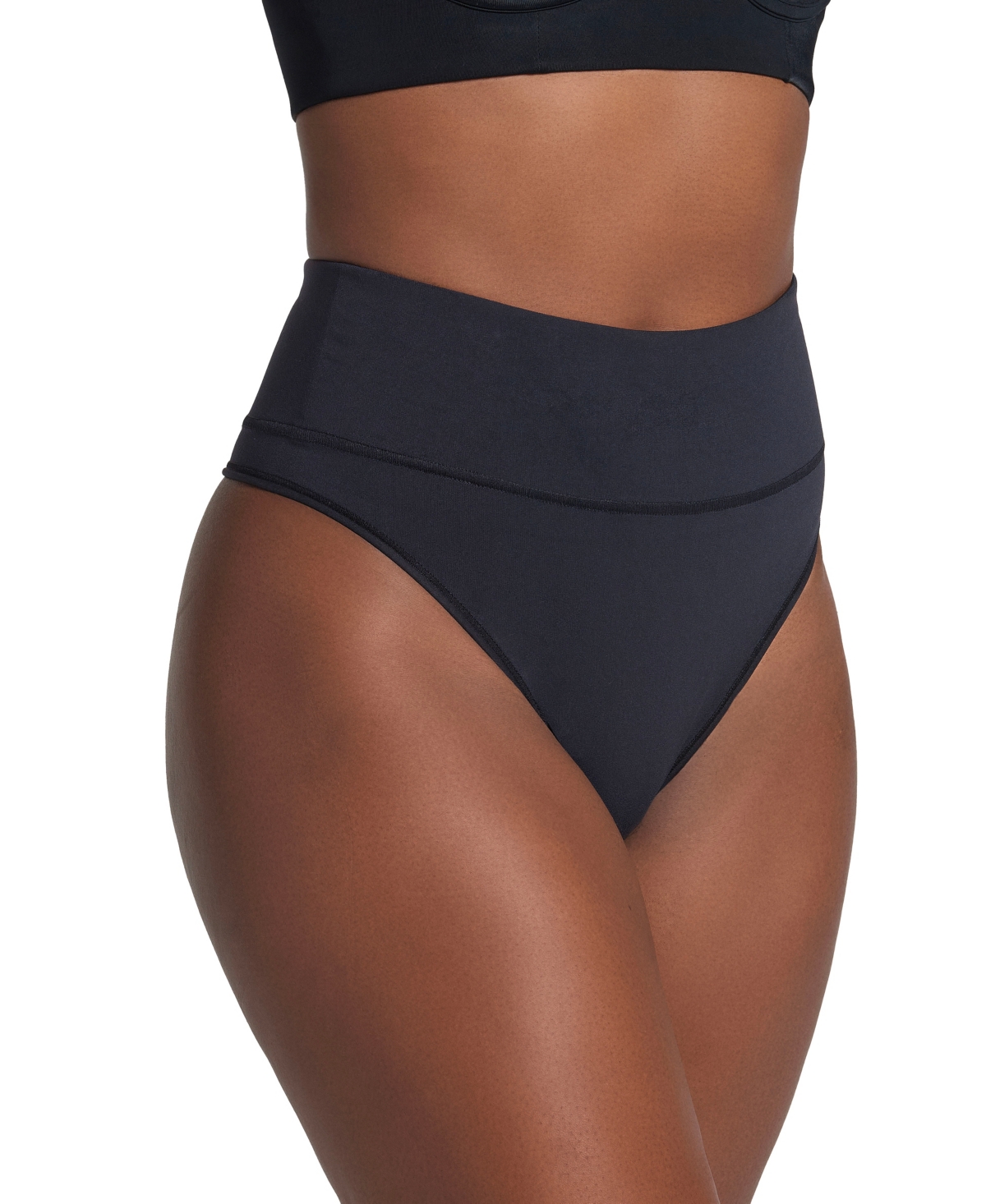 Women's High-Waisted Seamless Moderate Shaper Thong Panty - Brown