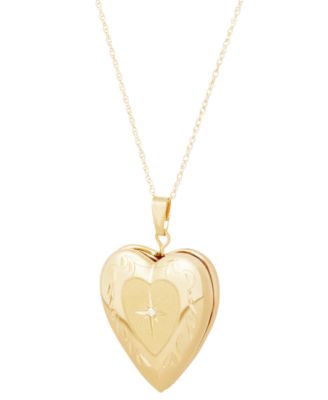Diamond Accent Heart Locket 18" Pendant Necklace in 10k Gold
