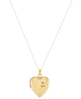 Engraved Heart Locket 18" Pendant Necklace in 10k Gold