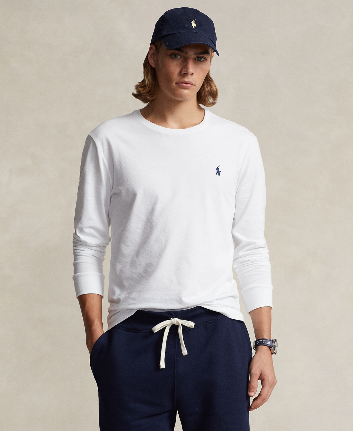 Polo Ralph Lauren Men's Classic-fit Jersey Long-sleeve T-shirt In White