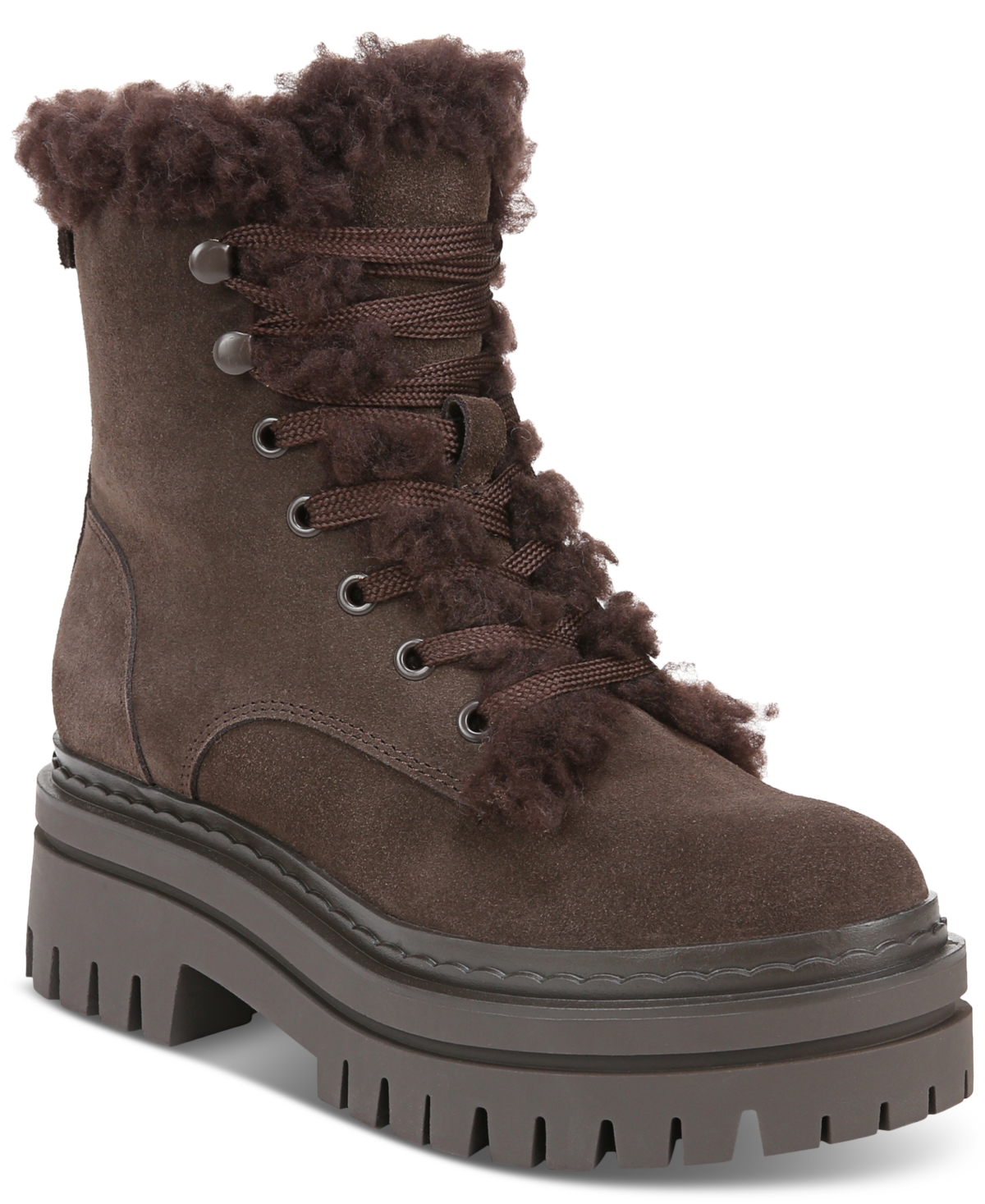 Sam Edelman Women's Kyler Lace-Up Cozy Combat Boots