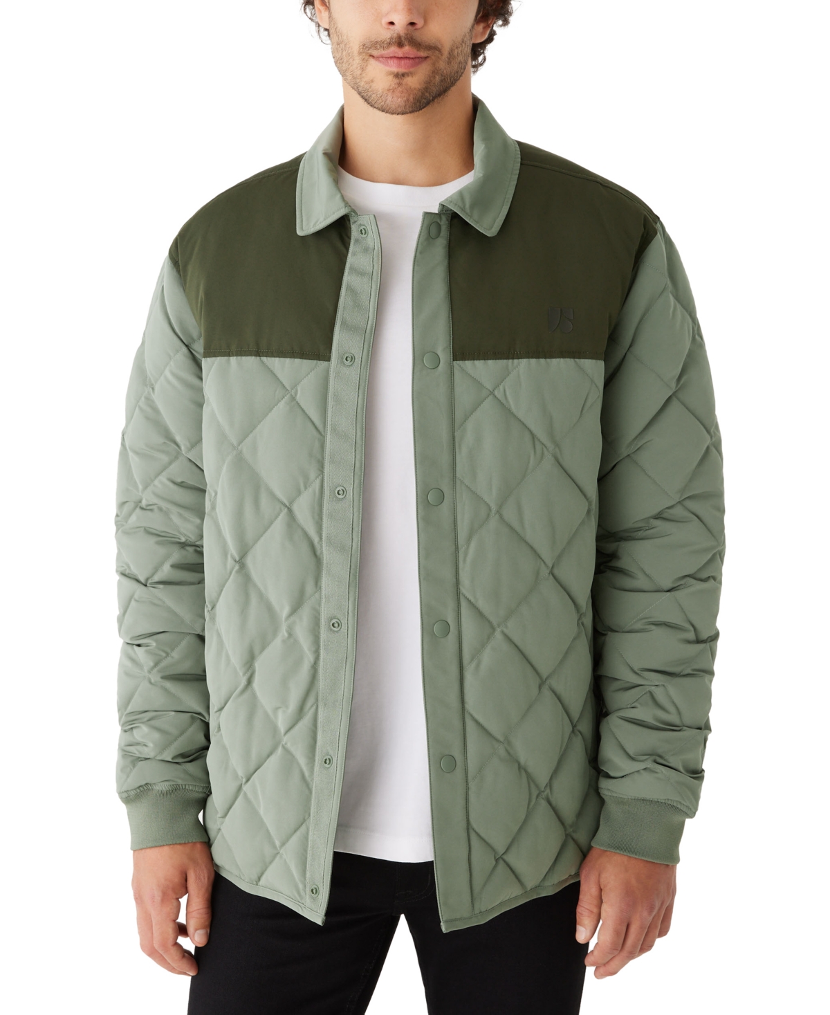 Men's Skyline Reversible Collared Weather-Resistant Snap-Front Jacket - Agave Green