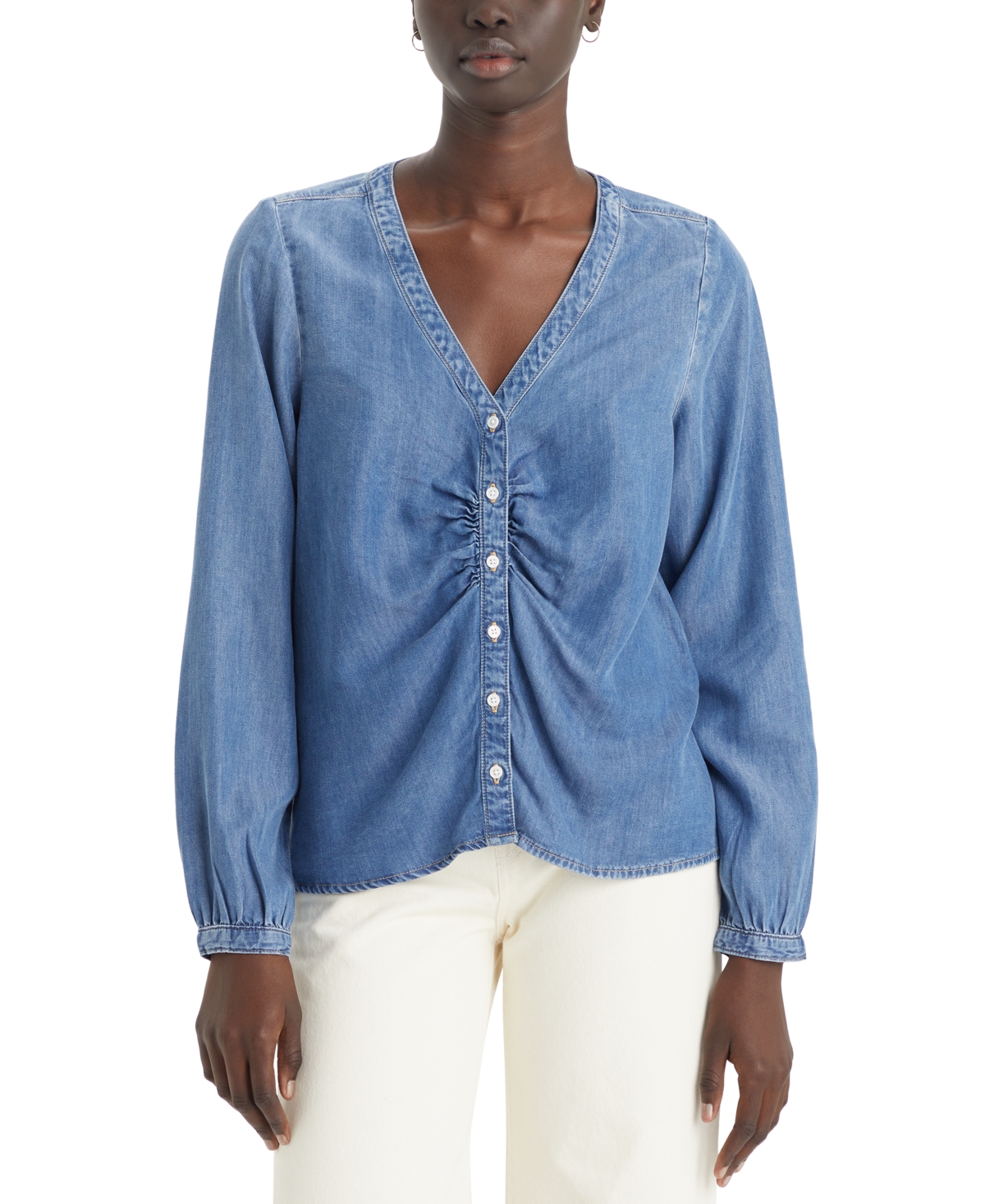 Levi's Women's Zenda Ruched Long-sleeve Blouse In Ringing Bells