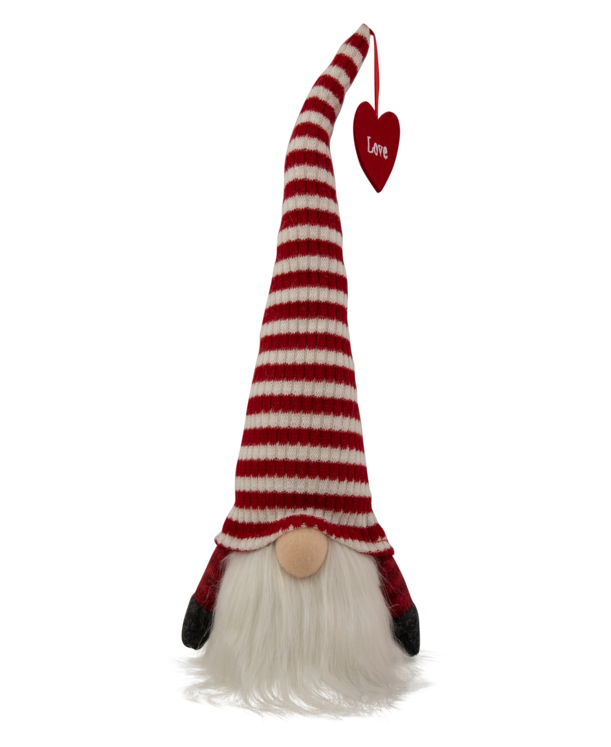 Northlight 13.5" Led Lighted And White Striped Hat Valentine's Day Gnome In Red