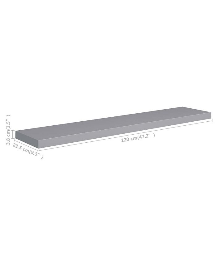 vidaXL Floating Wall Shelf Gray 47.2"x9.3"x1.5" MDF Macy's