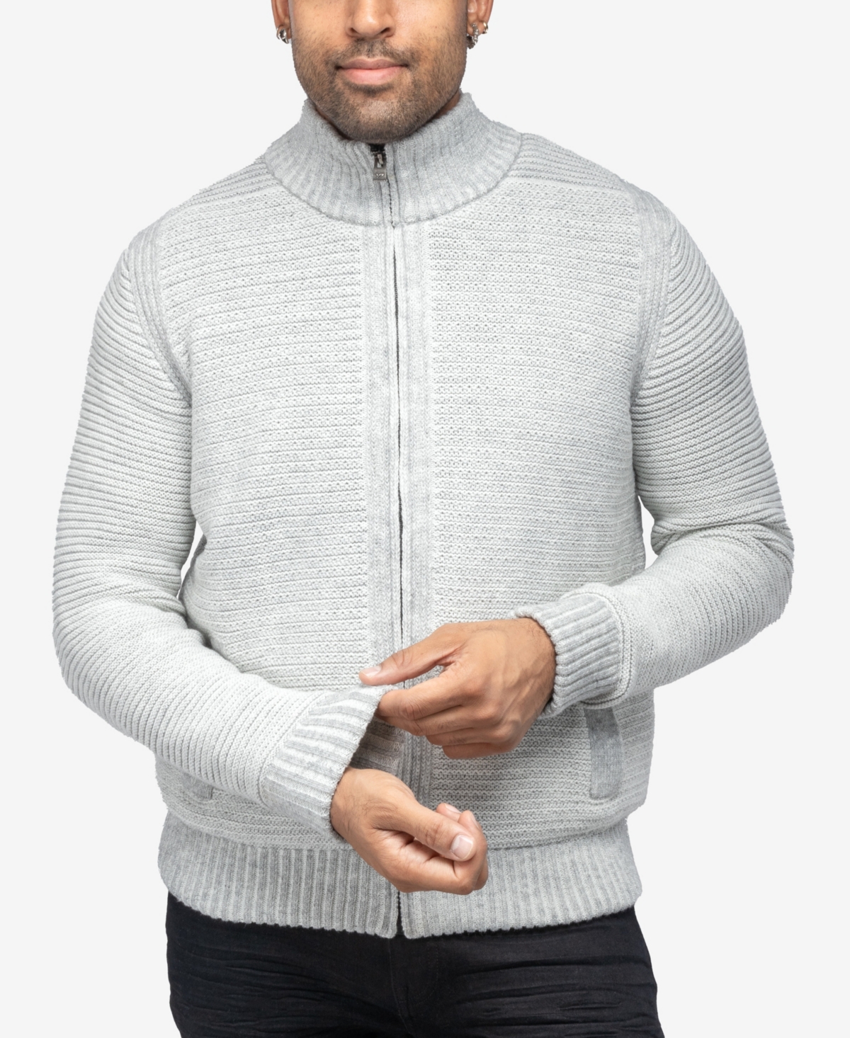 X-Ray Men's Full-Zip High Neck Sweater Jacket
