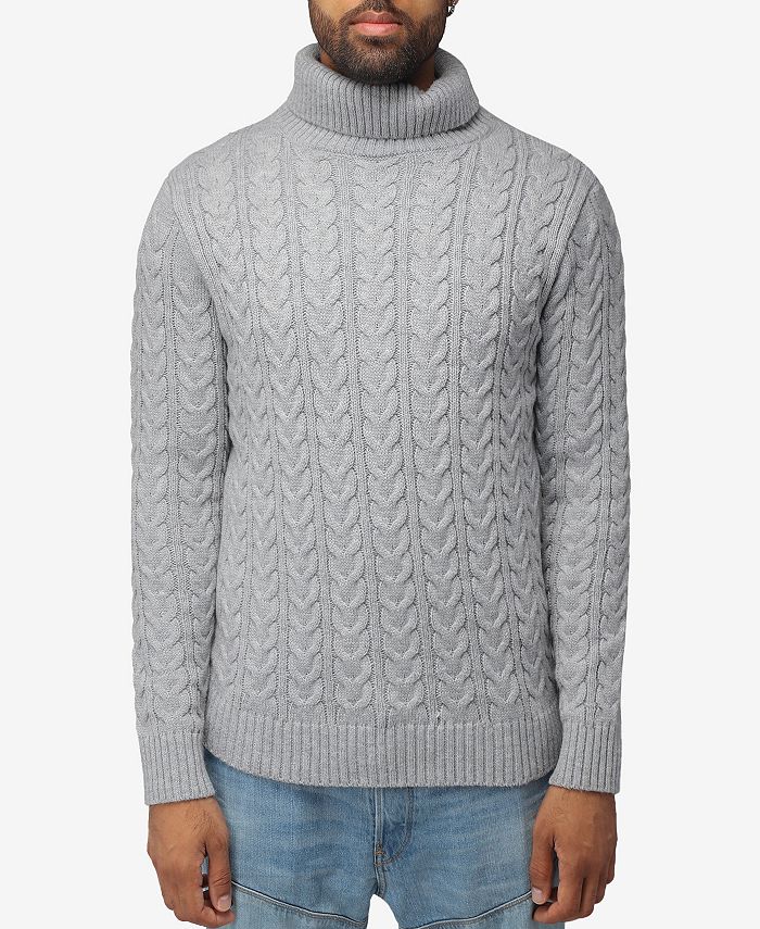 X-Ray Men's Cable Knit Roll Neck Sweater - Macy's