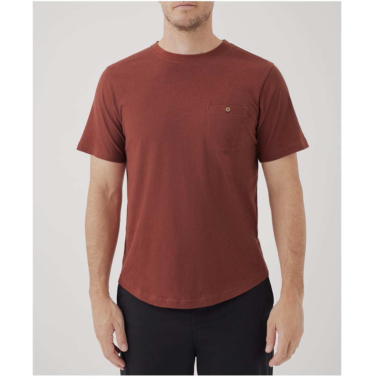 Seaside Linen Blend Short Sleeve Pocket Crew T-Shirt Made With Organic Cotton