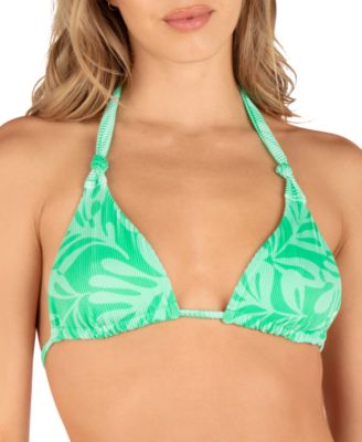 Hurley - Juniors' Tropical-Print Triangle Bikini Top