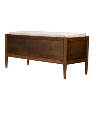 42" Arcadia Wide Accent Wood Bench with Storage and Upholstered Cushion