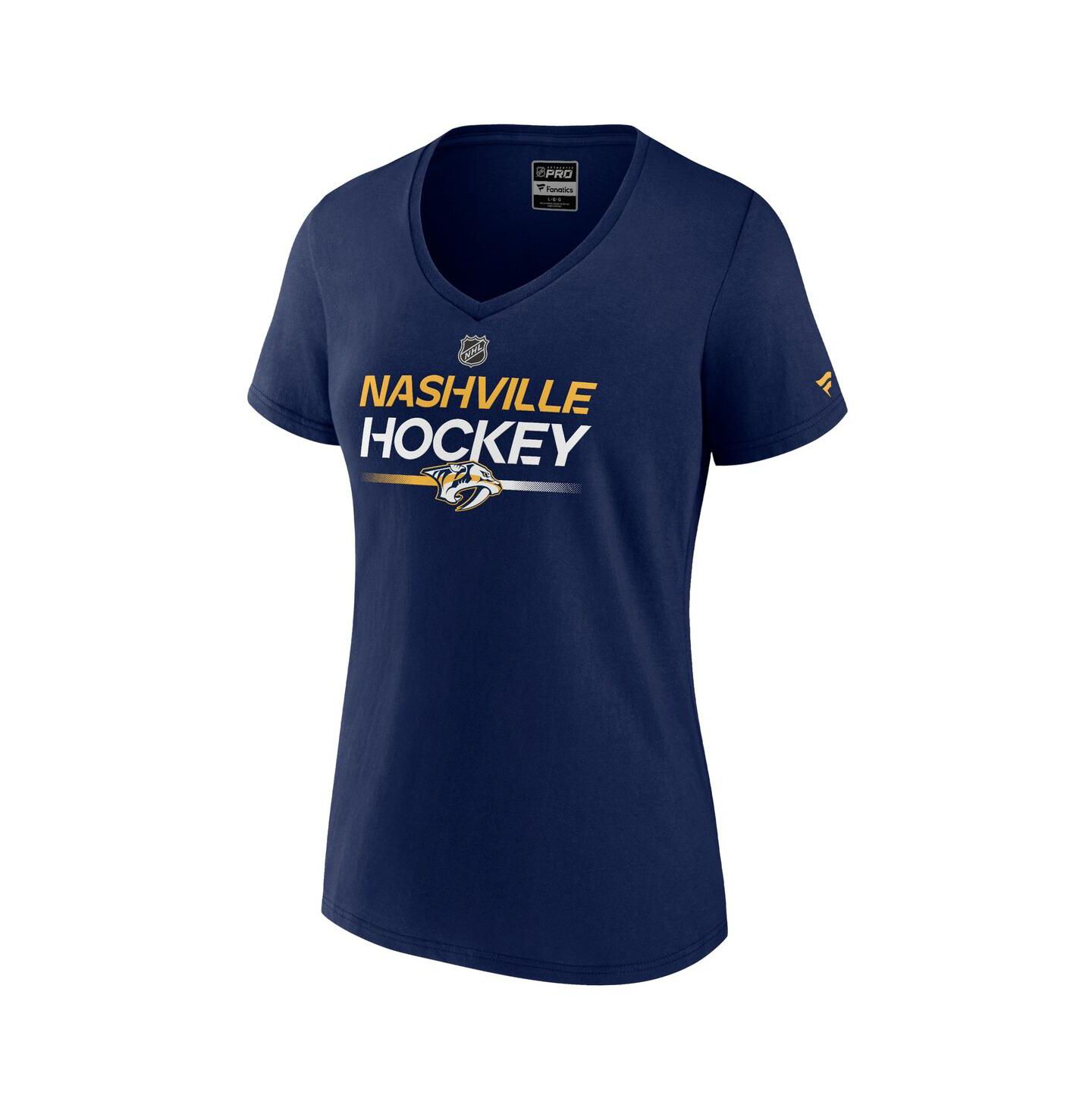 Женская футболка Fanatics Navy Nashville Predators Authentic Pro V-Neck — фото 2
