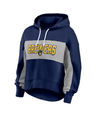 Women's Navy Milwaukee Brewers Filled Stat Sheet Pullover Hoodie