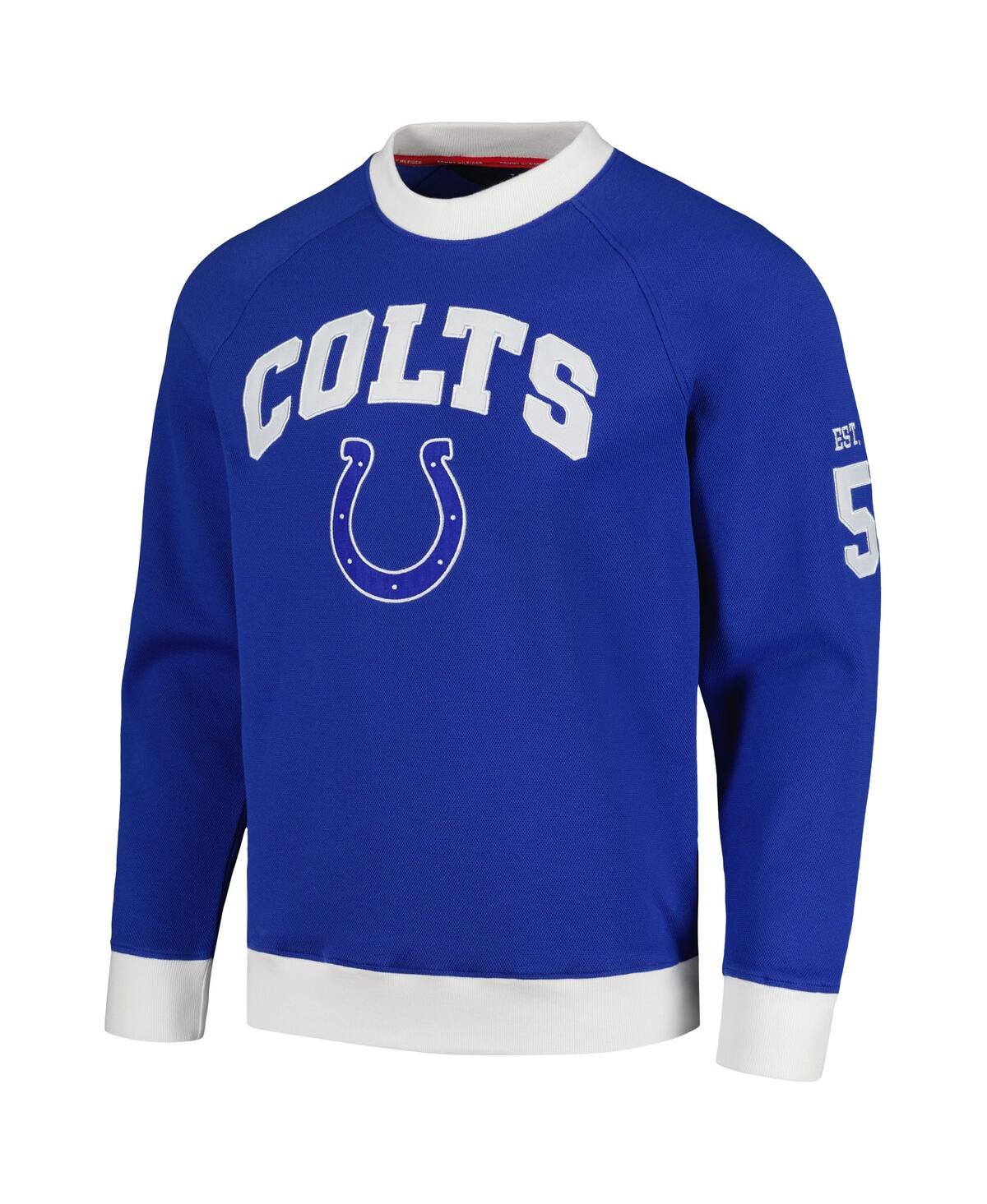 Shop Tommy Hilfiger Men's  Royal, White Indianapolis Colts Reese Raglan Tri-blend Pullover Sweatshirt In Royal,white