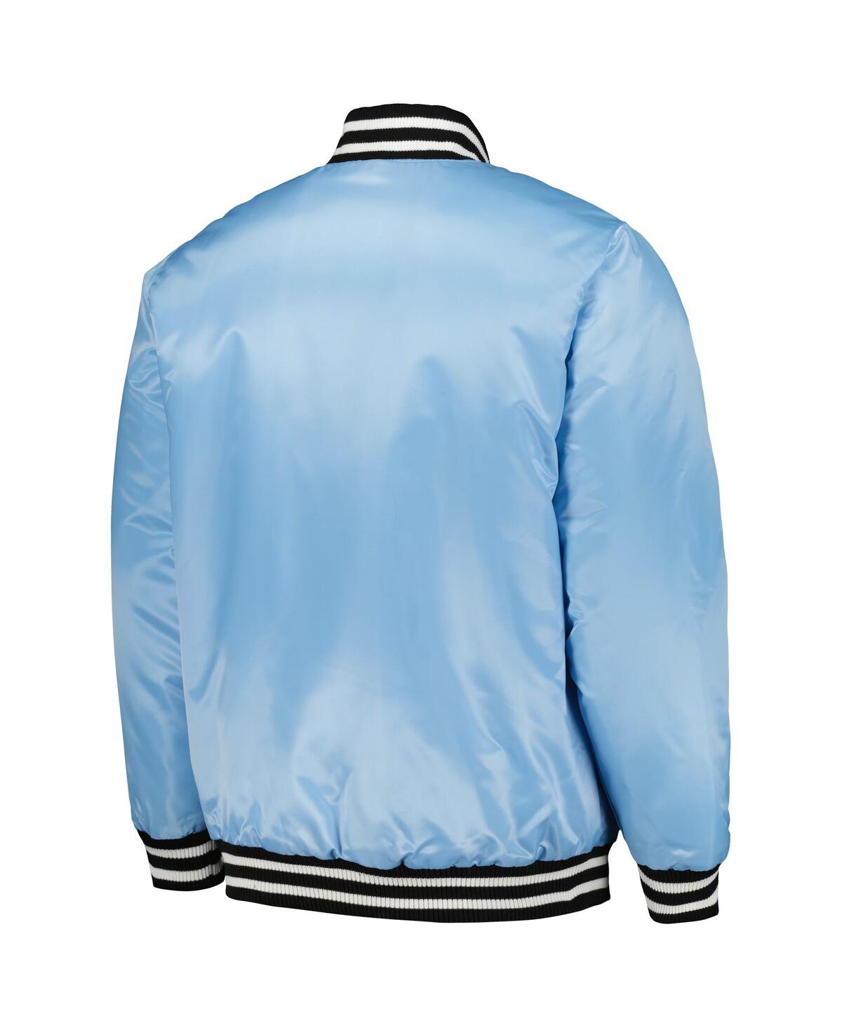 Men's StarterChicago Cubs Cross Bronx Fashion Satin Full-Snap Varsity Jacket - Light Blue