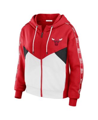 Women's Red Chicago Bulls Color-Block Full-Zip Hoodie