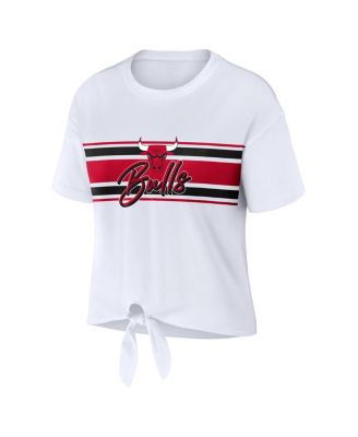 Women's White Chicago Bulls Tie-Front T-shirt