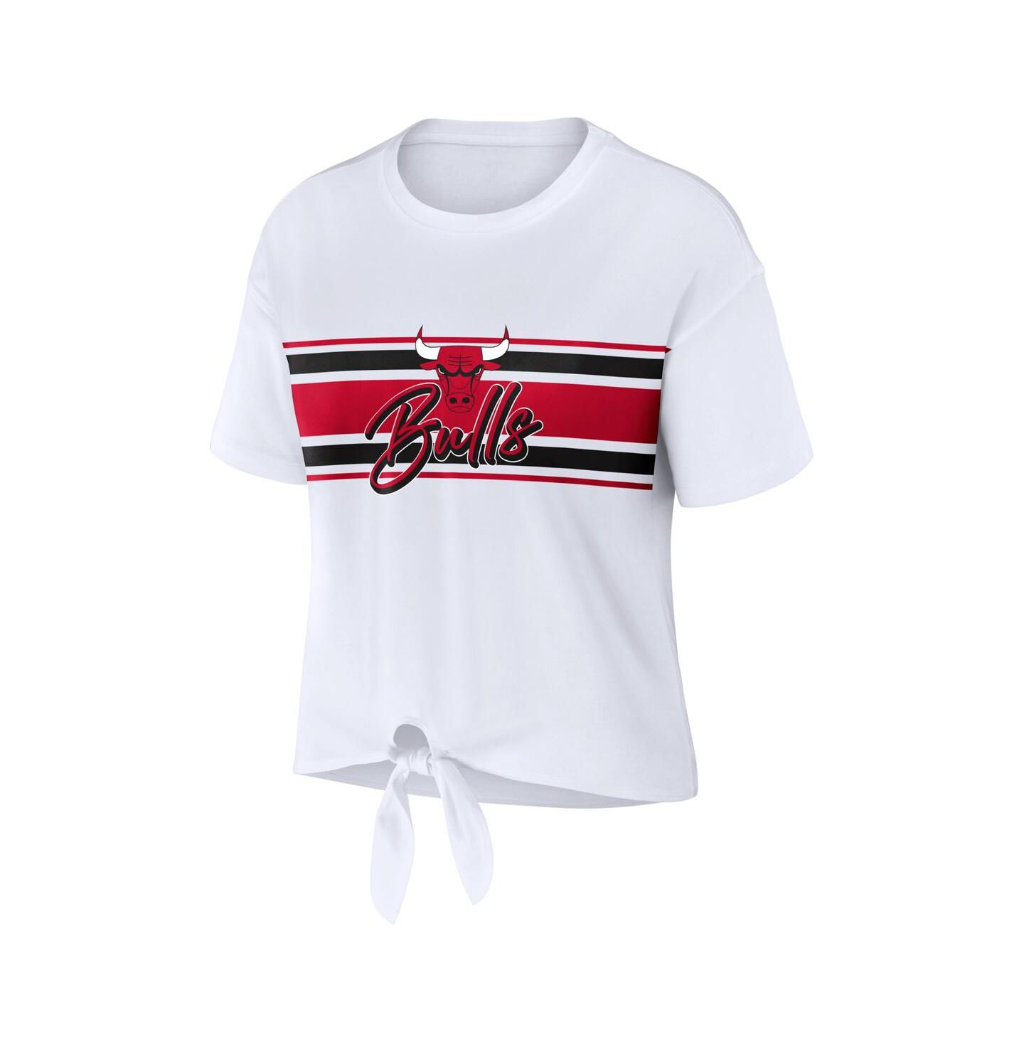 Женская футболка WEAR by Erin Andrews White Chicago Bulls Tie-Front — фото 2