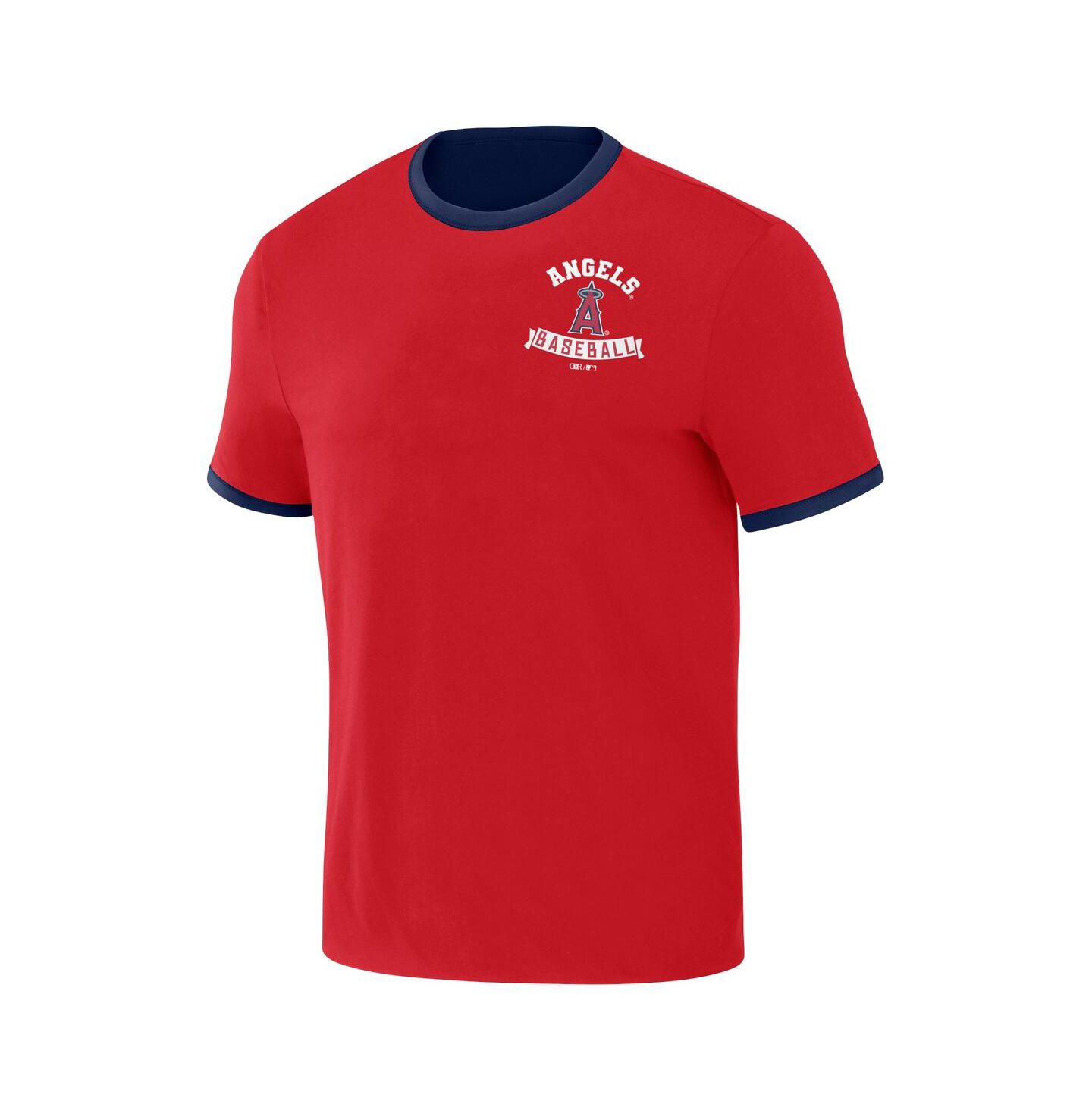 Мужская футболка Fanatics Darius Rucker Collection by Red, Navy Distressed Los Angeles Angels Two-Way Ringer Reversible — фото 4