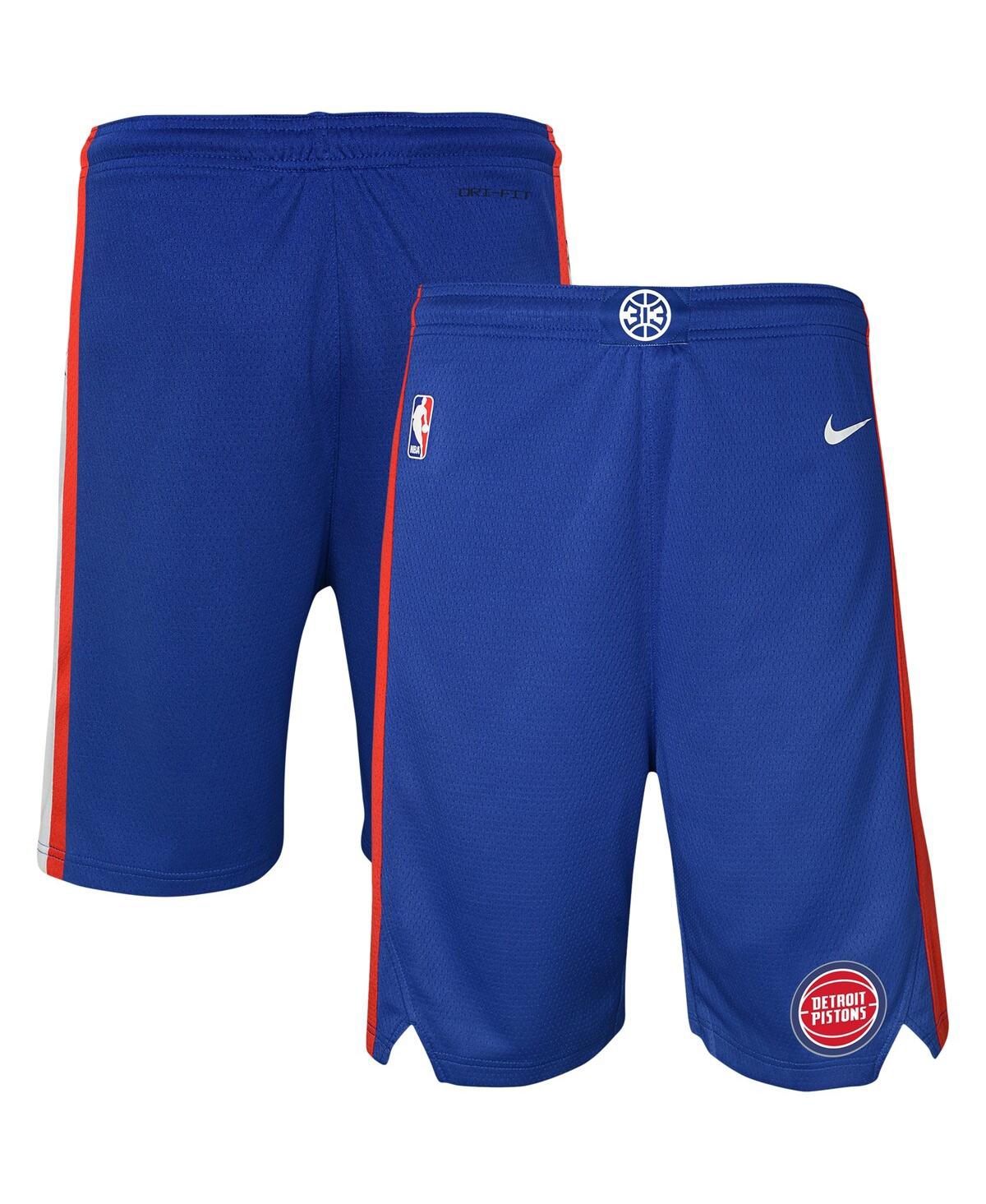Shop Nike Big Boys  Blue Detroit Pistons Icon Edition Mesh Performance Swingman Shorts